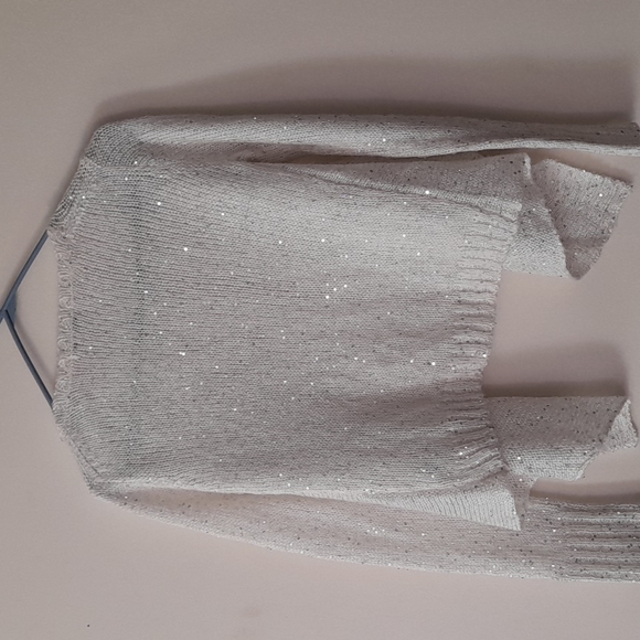 DNKY Knit White Sparkly Sweater Jacket - Picture 2 of 4